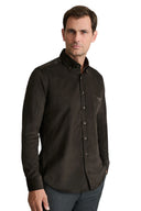 Navy & Green Ανδρικό Πουκάμισο Κοτλέ 24NG.SD146/1B.2 Dark Brown Καφέ