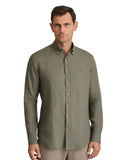 Navy & Green Ανδρικό Πουκάμισο Μακρυμάνικο Λινό 24NG.SF021/1B GOTHIC OLIVE Λαδί