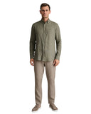 Navy & Green Ανδρικό Πουκάμισο Μακρυμάνικο Λινό 24NG.SF021/1B GOTHIC OLIVE Λαδί