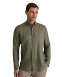 Navy & Green Ανδρικό Πουκάμισο Μακρυμάνικο Λινό 24NG.SF021/1B GOTHIC OLIVE Λαδί