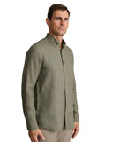 Navy & Green Ανδρικό Πουκάμισο Μακρυμάνικο Λινό 24NG.SF021/1B GOTHIC OLIVE Λαδί