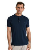 Navy & Green Ανδρική Μπλούζα Λαιμόκοψη Με Κουμπιά 24TS.005/YL/PB MARINE BLUE Μπλε