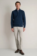 Navy & Green Ανδρικό Πλεκτό Βαμβακερό Half Zip 24YM.1009/LZ Dark Petrol Μπλε