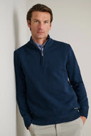 Navy & Green Ανδρικό Πλεκτό Βαμβακερό Half Zip 24YM.1009/LZ Dark Petrol Μπλε