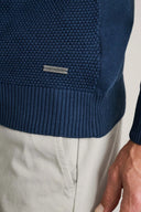 Navy & Green Ανδρικό Πλεκτό Βαμβακερό Half Zip 24YM.1009/LZ Dark Petrol Μπλε
