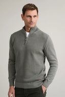 Navy & Green Ανδρικό Πλεκτό Βαμβακερό Half Zip 24YM.1009/LZ Green Leaf Πράσινο