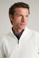 Navy & Green Ανδρικό Πλεκτό Βαμβακερό Half Zip 24YM.1009/LZ Off White Εκρού