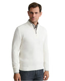 Navy & Green Ανδρικό Πλεκτό Βαμβακερό Half Zip 24YM.1017/LZ.1 Off White