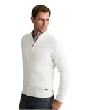 Navy & Green Ανδρικό Πλεκτό Βαμβακερό Half Zip 24YM.1017/LZ.1 Off White