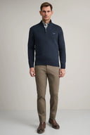 Navy & Green Ανδρικό Πλεκτό Βαμβακερό Half Zip 24YM.1027/LZ Blue Μπλε
