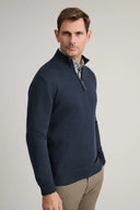 Navy & Green Ανδρικό Πλεκτό Βαμβακερό Half Zip 24YM.1027/LZ Blue Μπλε