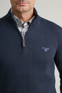Navy & Green Ανδρικό Πλεκτό Βαμβακερό Half Zip 24YM.1027/LZ Blue Μπλε