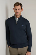 Navy & Green Ανδρικό Πλεκτό Βαμβακερό Half Zip 24YM.1027/LZ Blue Μπλε