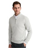 Navy & Green Ανδρικό Πλεκτό Half Zip 24YM.1033/LZ Light Grey