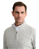 Navy & Green Ανδρικό Πλεκτό Half Zip 24YM.1033/LZ Light Grey