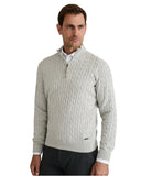Navy & Green Ανδρικό Πλεκτό Half Zip 24YM.1033/LZ Light Grey