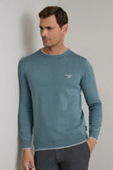 Navy & Green Ανδρικό Πλεκτό Βαμβακερό 24YM.926/P.4 Pilot Blue Μέντα