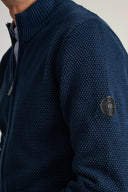 Navy & Green Ανδρική Πλεκτή Βαμβακερή Ζακέτα 24YM.996/GZ.2 Dark Petrol Μπλε