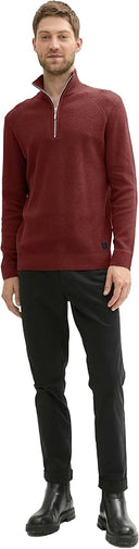 Tom Tailor  Ανδρικό Πλεκτό Βαμβακερό Half-Zip 1042454-35676 Μπορντό