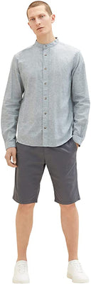 Ανδρικό Λινό Πουκάμισο Mao Tom Tailor Cotton Linen 1034903-31233 Πράσινο