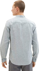 Ανδρικό Λινό Πουκάμισο Mao Tom Tailor Cotton Linen 1034903-31233 Πράσινο