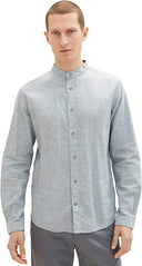 Ανδρικό Λινό Πουκάμισο Mao Tom Tailor Cotton Linen 1034903-31233 Πράσινο