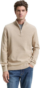Tom Tailor Ανδρικό Πλεκτό Βαμβακερό Half Zip 1048014-38774 Μπεζ