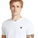 Timberland Ανδρική Μπλούζα Dunstan River V-Neck T-Shirt TB0A2BPT-100 Λευκό