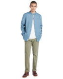 Timberland Ανδρικό Λινό Πουκάμισο Μάο Slim Fit TB0A2DC1DJ5 Σιέλ