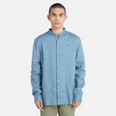 Ανδρικό Πουκάμισο Λινό Mao Timberland Linen Korean Collar Shirt Slim TB0A2DC1DJ5 Σιέλ