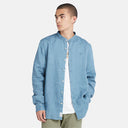 Ανδρικό Πουκάμισο Λινό Mao Timberland Linen Korean Collar Shirt Slim TB0A2DC1DJ5 Σιέλ