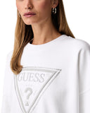 Guess Γυναικείο Φούτερ Triangle Glitter W6YQ14K4352-G011 Λευκό