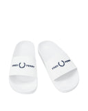 Fred Perry Branded Slides Ανδρικές Παντόφλες B2320-100 Λευκό