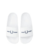 Fred Perry Branded Slides Ανδρικές Παντόφλες B2320-100 Λευκό