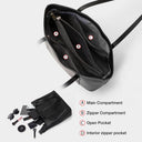 Δερμάτινη Γυναικεία Τσάντα Shopper ‘Ωμου Foxer 958V422F μαύρο