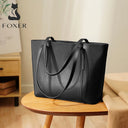 Δερμάτινη Γυναικεία Τσάντα Shopper ‘Ωμου Foxer 958V422F μαύρο