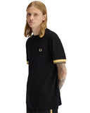 Fred Perry Ανδρικό T-shirt Twin Tipped Cuff T-Shirt M2396-90A Μαύρο