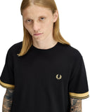 Fred Perry Ανδρικό T-shirt Twin Tipped Cuff T-Shirt M2396-90A Μαύρο