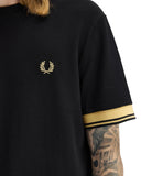 Fred Perry Ανδρικό T-shirt Twin Tipped Cuff T-Shirt M2396-90A Μαύρο