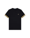 Fred Perry Ανδρικό T-shirt Twin Tipped Cuff T-Shirt M2396-90A Μαύρο