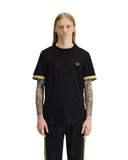 Fred Perry Ανδρικό T-shirt Twin Tipped Cuff T-Shirt M2396-90A Μαύρο