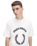Fred Perry Ανδρικό T-shirt Tartan Appliqué M3417-129 Snow White