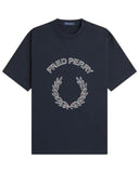 Fred Perry Ανδρικό T-shirt Tartan Appliqué M3417-608 Navy