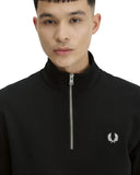 Fred Perry Ανδρικό Φούτερ Με Φερμουάρ Half Zip Sweatshirt M3574-102 Μαύρο