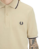 Fred Perry Ανδρική Μπλούζα Twin Tipped Polo M3600-12Β Εκρού