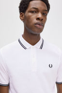 Fred Perry Ανδρική Μπλούζα Twin Tipped Polo M3600-200 Λευκό
