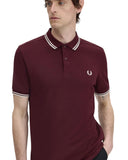 Fred Perry Ανδρική Μπλούζα Twin Tipped Polo M3600-597 Μπορντό