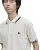 Fred Perry Ανδρική Μπλούζα Twin Tipped Polo M3600-84A Ecru / Oxblood / Grassroots