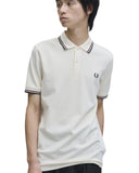 Fred Perry Ανδρική Μπλούζα Twin Tipped Polo M3600-84A Ecru / Oxblood / Grassroots