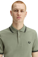Fred Perry Ανδρική Μπλούζα Twin Tipped Polo M3600-S23 Χακί